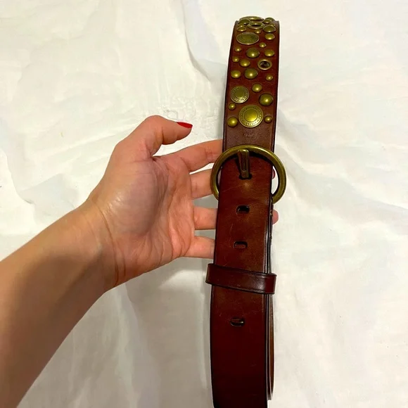 Coach Brown Studded Belt CLEARANCE - Brown Vintage Studded Belt - B004 - Double J  main image 4